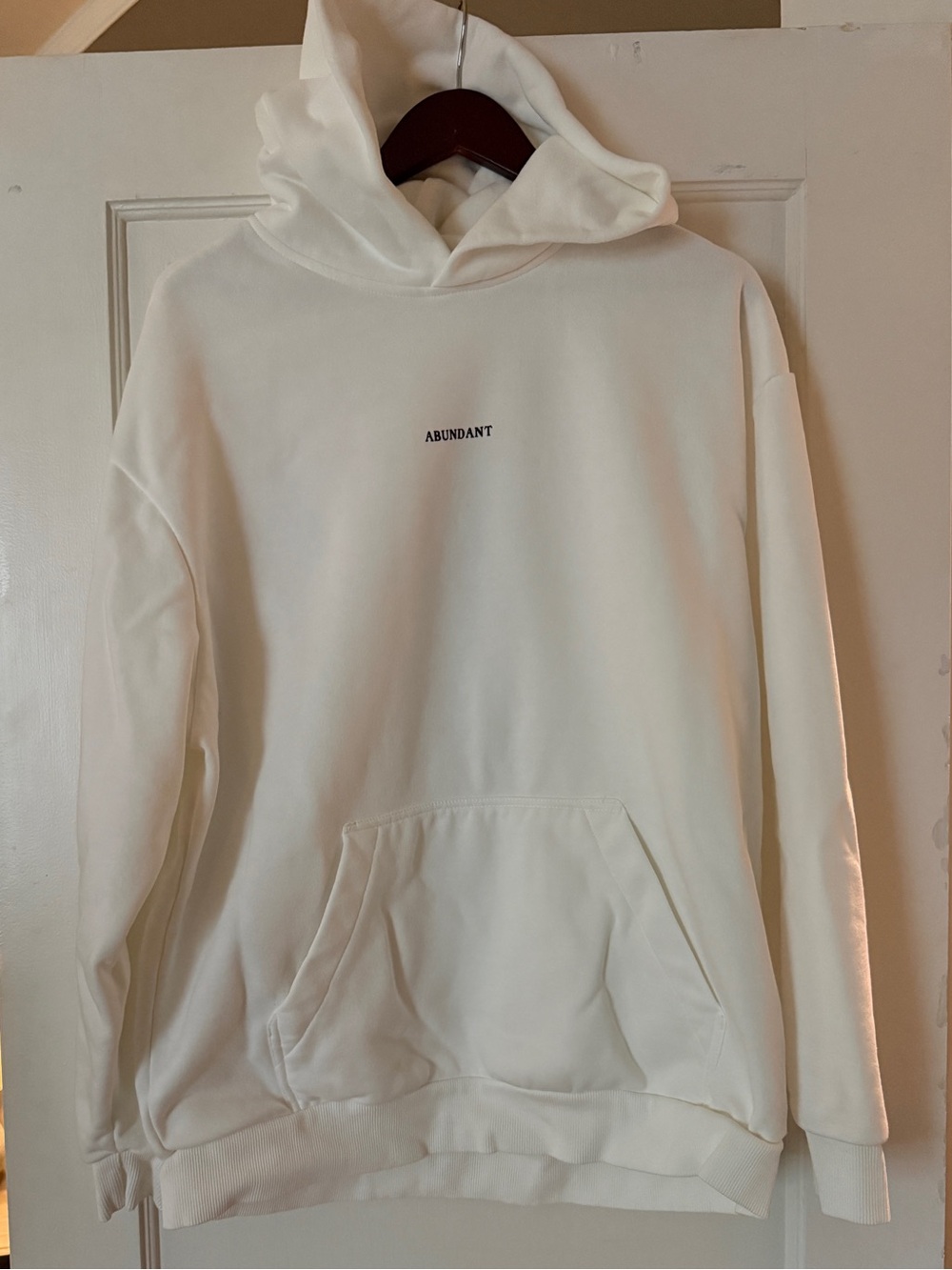 Abundant White Hoodie Sweatshirt L (runs large)